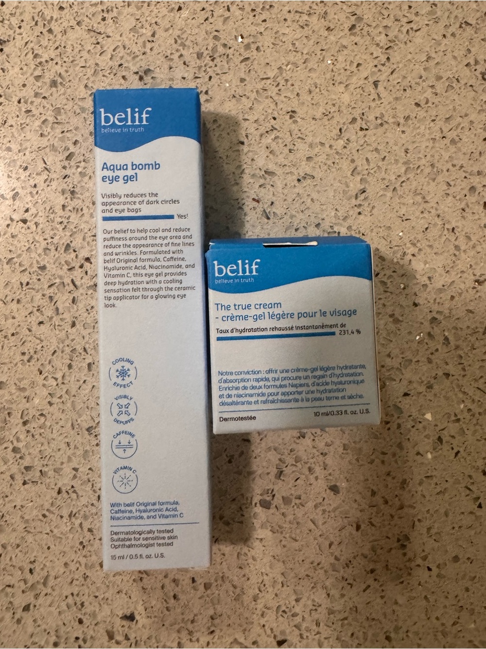 belif Aqua Bomb Eye Gel & The True Cream Duo - Brand New - Set